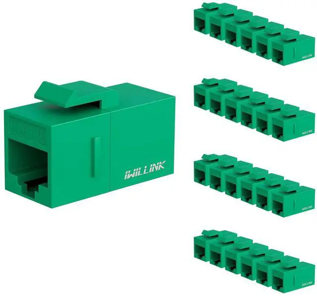 Main image of Iwillink RJ45 Cat6 Keystone Jack 25-Pack - Female to Female Ethernet Coupler, UTP Insert, Green