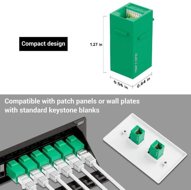 Alt view image 5 of 5 - Iwillink RJ45 Cat6 Keystone Jack 25-Pack - Female to Female Ethernet Coupler, UTP Insert, Green