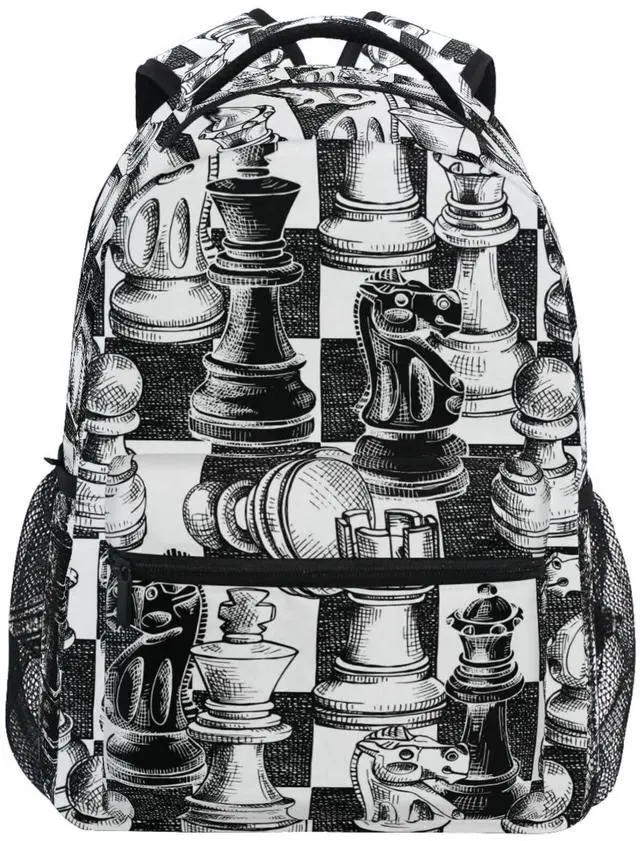 Main image of Oarencol Backpack Black White Chess Board Bookbag Daypack Travel Hiking Camping School Laptop Bag