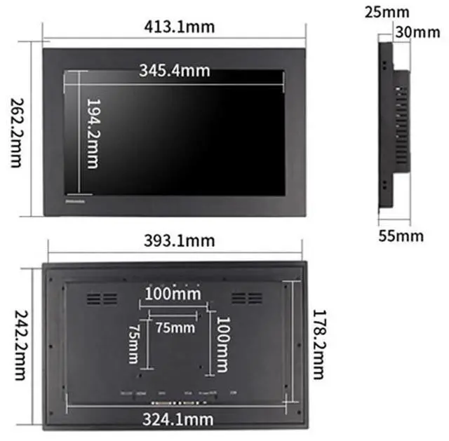 Alt view image 2 of 5 - 15.6 Inch Industrial 10-Point Touch Monitor Open Frame, HDMI/VGA/DVI Interface, Built-in Speakers, Capacitive Touch Screen Technology Metal Frame (Touchscreen, 15.6)