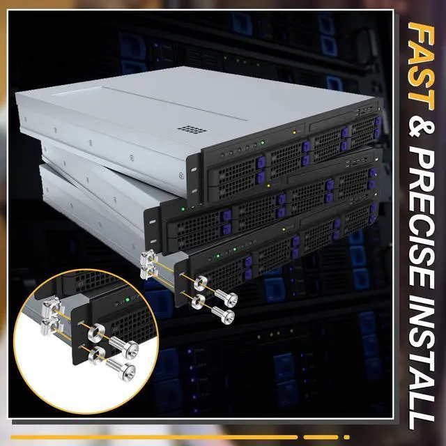 Alt view image 2 of 5 - 100 Sets M6 x 20 mm Rack Mount Cage Nuts, Screws and Washers for Rack Mount Server Cabinet Stainless Steel Silver Mounting Screws and Square Insert Nuts for Server Mounting Routers Shelves