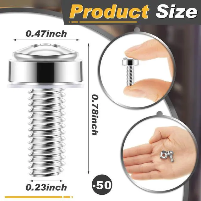 Alt view image 3 of 5 - 100 Sets M6 x 20 mm Rack Mount Cage Nuts, Screws and Washers for Rack Mount Server Cabinet Stainless Steel Silver Mounting Screws and Square Insert Nuts for Server Mounting Routers Shelves