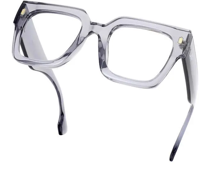 Main image of JFXQDR Oversized Blue Light Blocking Glasses for Women Men, XL Square Thick Frame Eyeglasses Anti Eyestrain & UV Glare RF6211 (Smoke Grey)