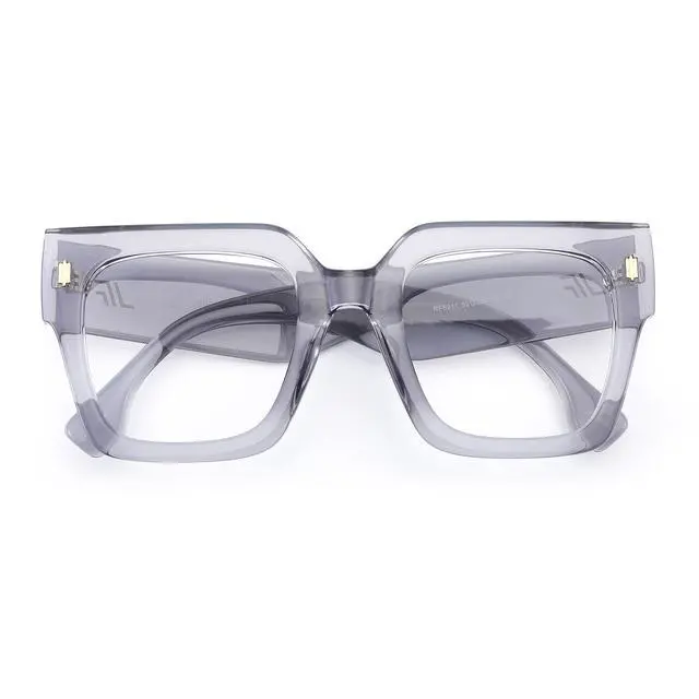 Alt view image 3 of 5 - JFXQDR Oversized Blue Light Blocking Glasses for Women Men, XL Square Thick Frame Eyeglasses Anti Eyestrain & UV Glare RF6211 (Smoke Grey)