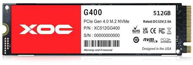 Main image of XOC G400 512GB NVMe Gen4 SSD  Up to 5200MB/s, M.2 PCIe 4.0, High-Speed Storage for Gaming & Editing