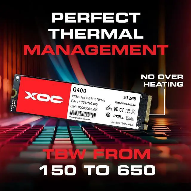 Alt view image 4 of 5 - XOC G400 512GB NVMe Gen4 SSD  Up to 5200MB/s, M.2 PCIe 4.0, High-Speed Storage for Gaming & Editing