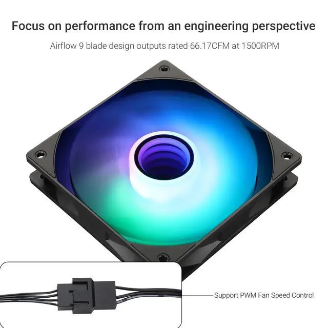 Alt view image 3 of 5 - Thermalright TL-C12B-S V3 Case Fan 120mm ARGB CPU Cooler Fan Comes with ARGB Mirror Light Effect,PC PWM Silent Fan with 1500RPM Speed, Black CPU Cooling ARGB Fan(Kit Fans)