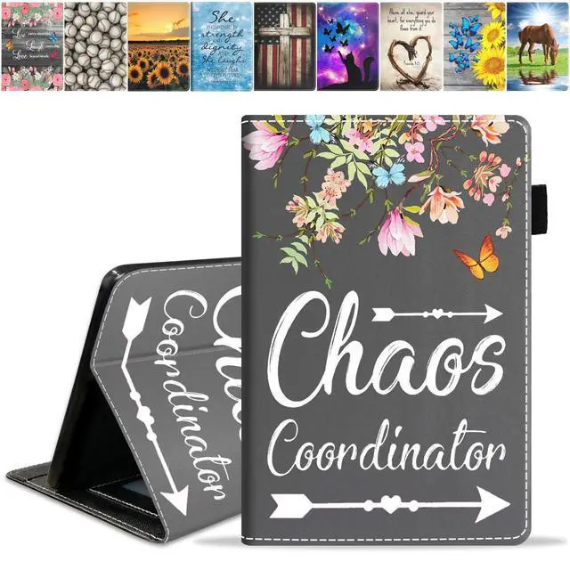 Main image of TBXOSTN Case for Amazon Kindle Fire HD 10 & 10 Plus Tablet (13th/11th Generation, 2023/2021 Release) 10.1" - Premium PU Leather Stand Cover with Smart Auto Wake, Floral Quote Chaos Coordinator
