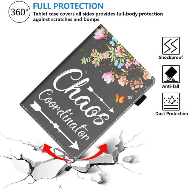 Alt view image 5 of 5 - TBXOSTN Case for Amazon Kindle Fire HD 10 & 10 Plus Tablet (13th/11th Generation, 2023/2021 Release) 10.1" - Premium PU Leather Stand Cover with Smart Auto Wake, Floral Quote Chaos Coordinator