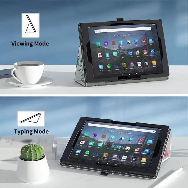 Alt view image 5 of 5 - VORI Case for All-New Amazon Fire 7 Tablet (Only fit 12th Generation, 2022 Release), Slim Vegan Leather Folio Stand Smart Cover with Hand Strap and Auto Wake/Sleep for Kindle Fire 7 Tablet, Peony