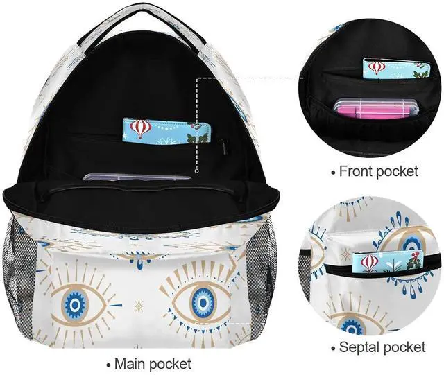 Alt view image 5 of 5 - xigua Evil Eye Backpack Bookbags Laptop Backpack for Boys Girls Teens, College Backpack Water Resistant Travel Bookbag