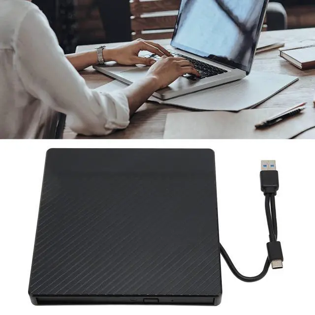 Alt view image 4 of 5 - Mrisata External CD DVD Drive for Laptop, Portable DVD Reader Box with Type A Type C Interface, 5Gbps Transfer Standard SATA ODD 9.5mm Thickness Disk Drive Player,USB 3.0 CD ROM Optical Player