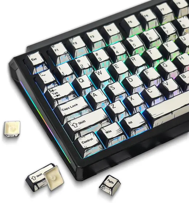 Main image of Retro PBT Keycaps - White 137 Keycaps Set for Full Size Mechanical Keyboard (Typing,Gaming or Anime Themed),Shine Through Side Printed Backlit Key Caps (Cherry,Doubleshot,MX,100% 75% 65% 60%)