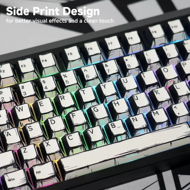 Alt view image 2 of 5 - Retro PBT Keycaps - White 137 Keycaps Set for Full Size Mechanical Keyboard (Typing,Gaming or Anime Themed),Shine Through Side Printed Backlit Key Caps (Cherry,Doubleshot,MX,100% 75% 65% 60%)