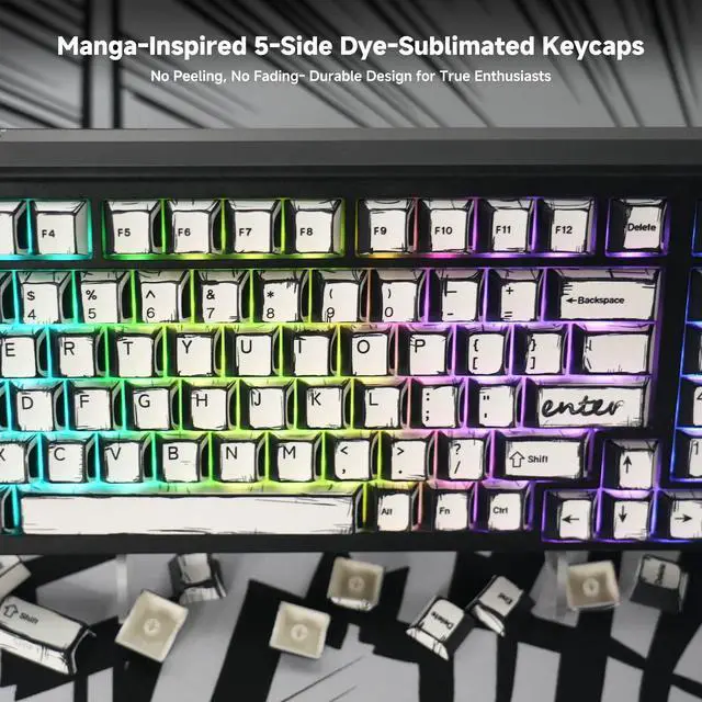 Alt view image 5 of 5 - Retro PBT Keycaps - White 137 Keycaps Set for Full Size Mechanical Keyboard (Typing,Gaming or Anime Themed),Shine Through Side Printed Backlit Key Caps (Cherry,Doubleshot,MX,100% 75% 65% 60%)