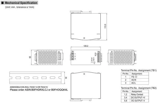 Alt view image 4 of 4 - Mean Well SDR-240-48 240W 5A 48VDC Single Output High Efficiency DIN Rail Power Supply with PFC Function for Security System, PoE Application Provided by KAINSC Products