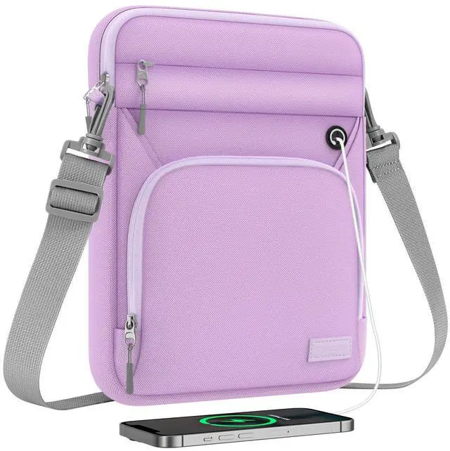 Main image of MoKo 9-11 Inch Tablet Sleeve Bag, Fits 11 inch iPad Air M3, iPad A16 2025, Pro 11 M4, 10/9/8/7th, Tab S8/S9 11, Multifunctional Bag with Shoulder and Headphone Port, Purple