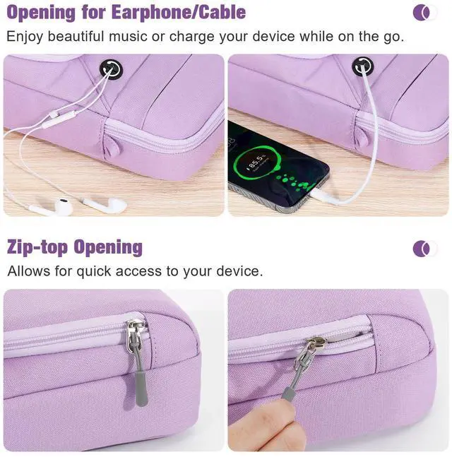 Alt view image 5 of 5 - MoKo 9-11 Inch Tablet Sleeve Bag, Fits 11 inch iPad Air M3, iPad A16 2025, Pro 11 M4, 10/9/8/7th, Tab S8/S9 11, Multifunctional Bag with Shoulder and Headphone Port, Purple