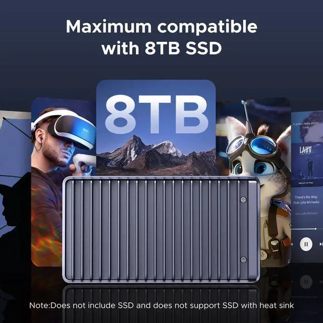 Alt view image 5 of 5 - UGREEN 40Gbps M.2 NVMe Enclosure with Aluminum Double-Sided Fin Heat Dissipation, No Noise External SSD Case Compatible with Thunderbolt 4/3/USB4/3.2/2.0 M1 M2 Pro/Max (SSD Not Included)