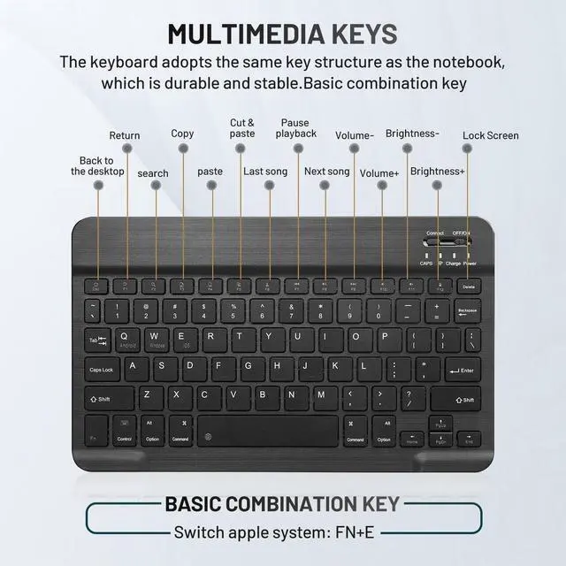 Alt view image 4 of 5 - 2 Pack Bluetooth Keyboard and Mouse Combo Rechargeable Portable Wireless Keyboard Mouse Set for Apple iPad iPhone iOS 13 and Above Samsung Tablet Phone Smartphone Android Windows (10 inch Black)