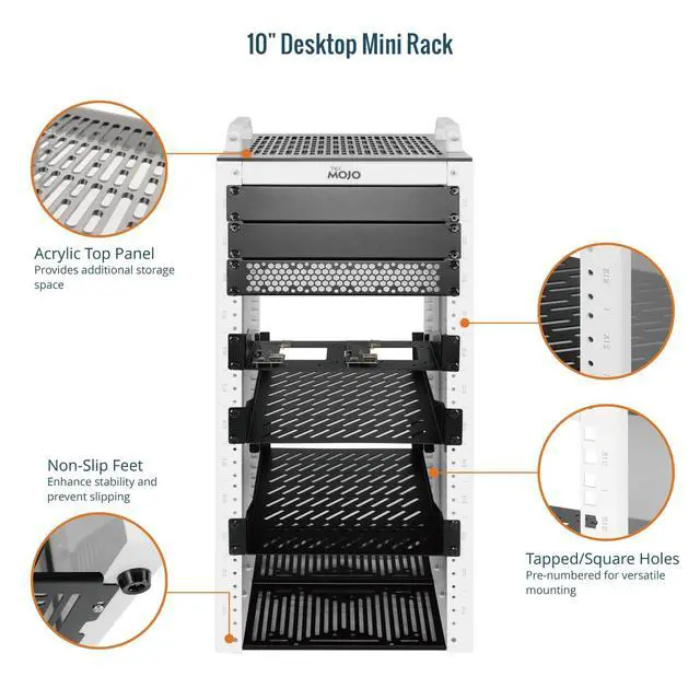 Alt view image 3 of 5 - Tecmojo 12U Network Rack, 10 inch Mini Server Rack with 2 Side Translucent Panels & 2 Top Handles, 10.23 inch Deep, for 10 inch IT Equipment & A/V Devices, White