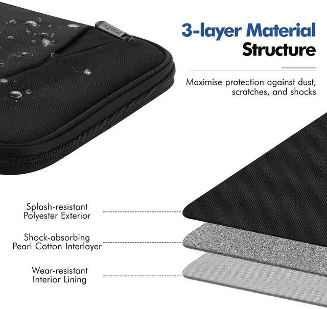 Alt view image 4 of 5 - MoKo 12.9 Inch Tablet Sleeve Carrying Case with Handle, Padded Protective Travel Bag for 13 Inch New iPad Pro M4 & Air M2 2024, iPad Pro 12.9 M2&M1, Galaxy Tab S9/S8 Plus 12.4" 2023/2022, Black