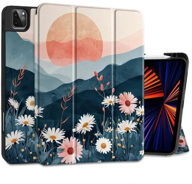 Main image of DONGKE Case for 2022/2021/2020/2018 iPad Pro 11 inch Gen 4/3/2/1 - Slim Protective Case - Built in Pencil Holder Support Charging - Trifold Stand & Sleep/Wake Cover - Daisie