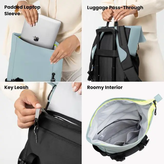 Alt view image 2 of 5 - Sherpani Sedona, Foldover Backpack Purse, Laptop Backpack, 16L Recycled Nylon Backpack, Fits 15'' Laptop, RFID Protection, Travel Gift for Women (St. Lucia)
