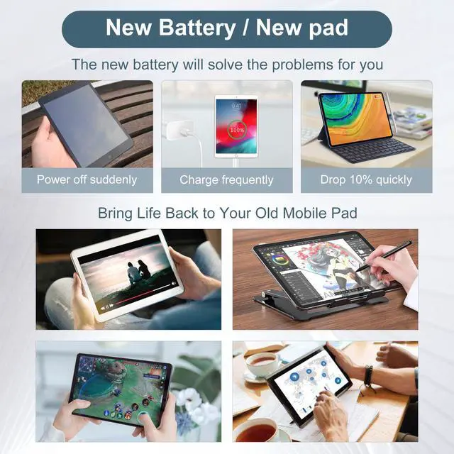 Alt view image 5 of 5 - E-YIIVIIL Replacement Battery 58-000377 Compatible with HD 10 (11th Gen) &Fire HD 10 Plus T76N2B T76N2P with Tools