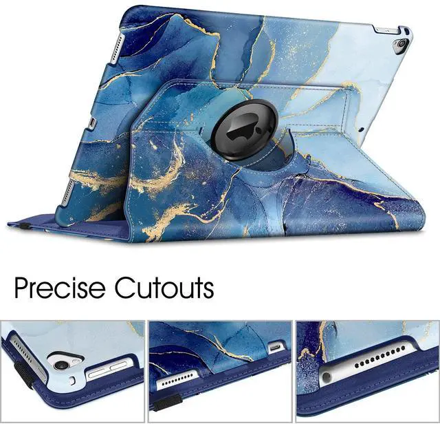 Alt view image 5 of 5 - Fintie Rotating Case - 2017/2015 iPad Pro 12.9 inch (Old Model) 1st & 2nd Gen Case, 360 Degree Swiveling Stand Protective Back Cover, Supports Auto Wake/Sleep, Ocean Marble