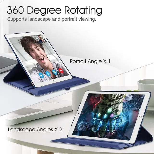 Alt view image 4 of 5 - Fintie Rotating Case - 2017/2015 iPad Pro 12.9 inch (Old Model) 1st & 2nd Gen Case, 360 Degree Swiveling Stand Protective Back Cover, Supports Auto Wake/Sleep, Ocean Marble