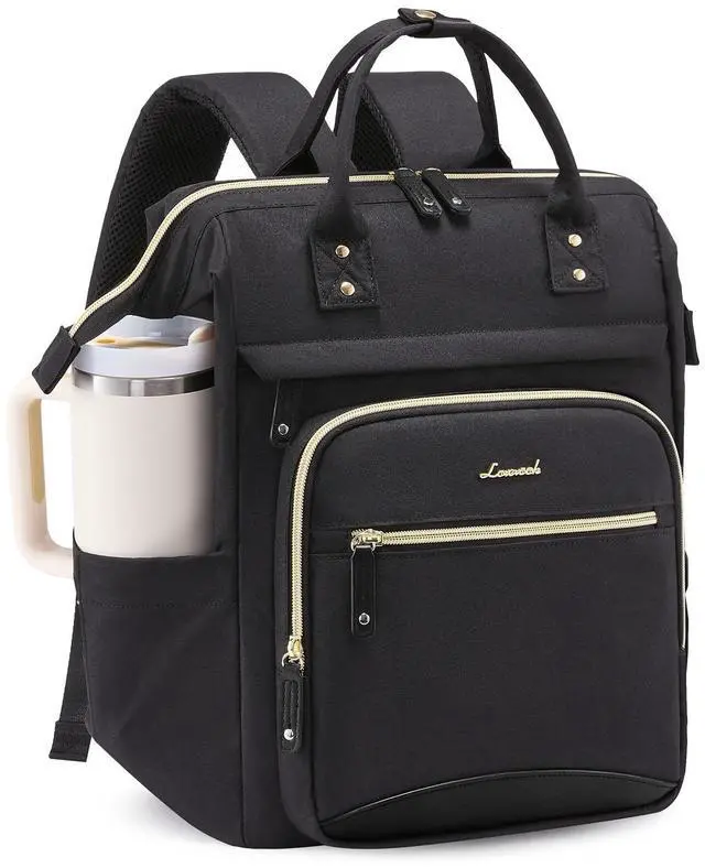 Main image of LOVEVOOK Laptop Backpack for Women Work Bag with Large Capacity Cup Side Pocket, 15.6 Inch Waterproof Computer Backpacks Purse, College Bookbag for School, Business, Teacher, Travel