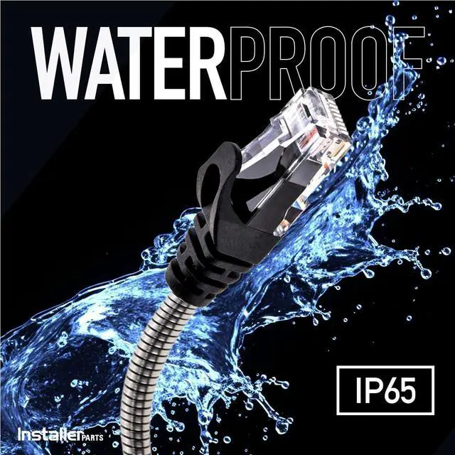 Alt view image 2 of 5 - InstallerParts Stainless Steel Armored Cat.6A Patch Cable 24AWG 7.8mm Cable Diameter, Outdoor, Waterproof, UV Resistant, Enhanced Durability, 5 Ft, 1-Pack