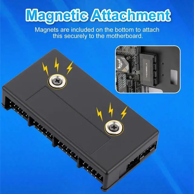 Alt view image 2 of 5 - Internal 4-Port USB 2.0 Hub, Iesooy USB 2.0 Header Splitter - 4 x 9-Pin - Magnetic Installation - Compatible with Most Motherboards