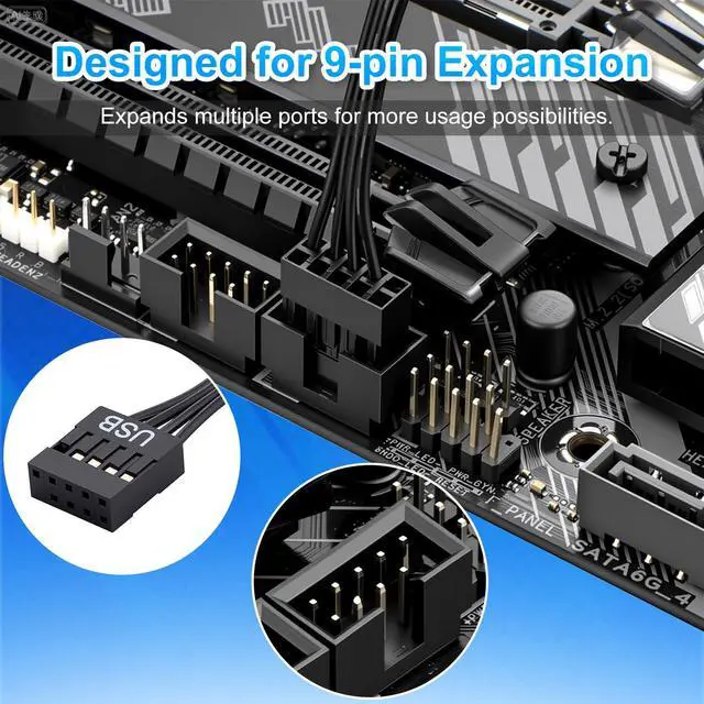 Alt view image 3 of 5 - Internal 4-Port USB 2.0 Hub, Iesooy USB 2.0 Header Splitter - 4 x 9-Pin - Magnetic Installation - Compatible with Most Motherboards