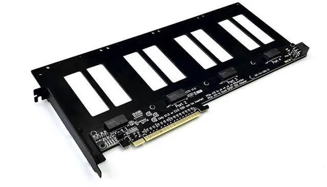 Alt view image 3 of 5 - JMT ADT-R37 PCIe5.0x16 to 4-Port U.2/EDSFF Hard Disk Split Card 4x128Gbps 1 to 4 Expansion Adapter Compatible with Gen3/Gen4/Gen5 (R37D 5.0,to 4* E1.S/E3.S)