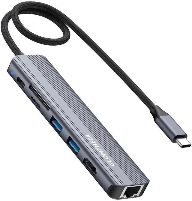 Main image of Glomtheia USB C Hub Ethernet HDMI Adapter for Mac MacBook Air/Pro Laptop, Multiport Dock with RJ45 Gigabit Ethernet, 4K HDMI, USB 3.0, SD/TF Card Reader, PD 100W Charging