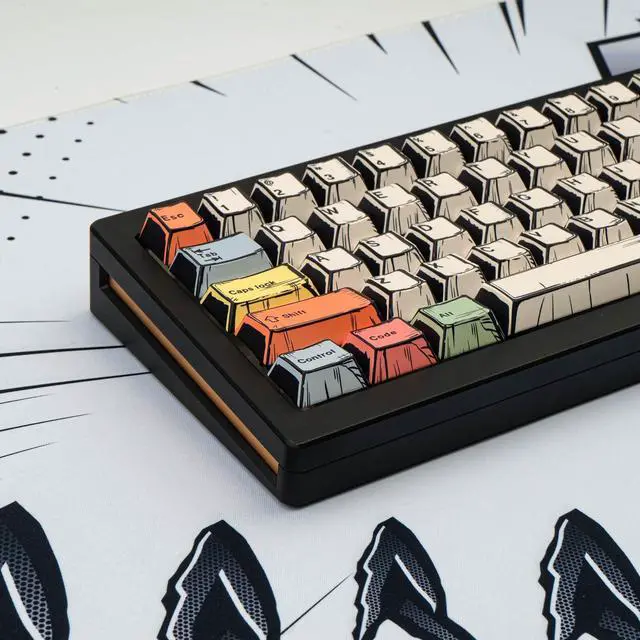 Alt view image 4 of 5 - GEKUCAP 150 Keys PBT Keycaps, Japanese Manga Style Keycaps Cherry Profile, Dye Sublimation Custom Key caps for 60% 65% 75% 100% Cherry MX Mechanical Keyboard