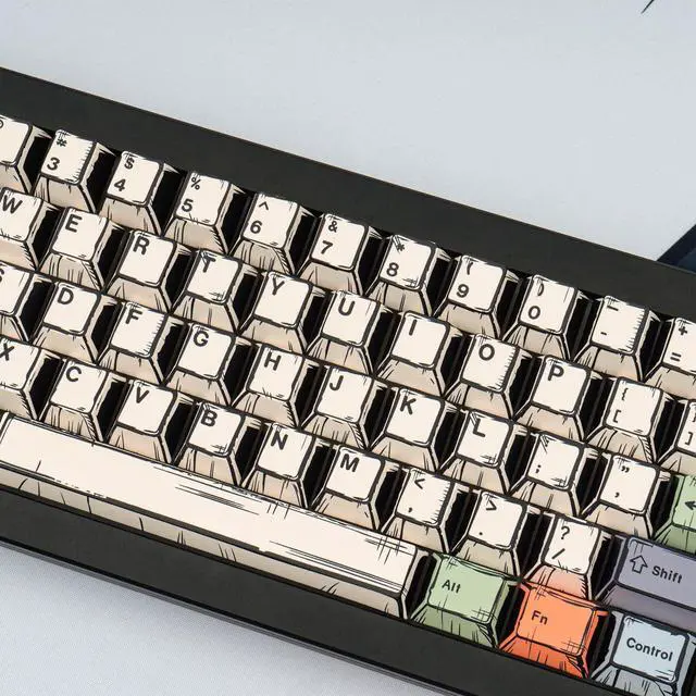 Alt view image 5 of 5 - GEKUCAP 150 Keys PBT Keycaps, Japanese Manga Style Keycaps Cherry Profile, Dye Sublimation Custom Key caps for 60% 65% 75% 100% Cherry MX Mechanical Keyboard