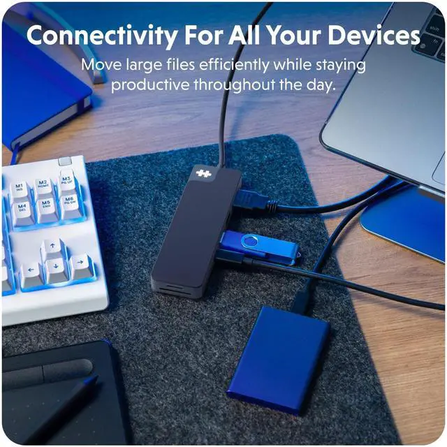 Alt view image 5 of 5 - HyperDrive Flex 8-Port USB C Hub Multiport Adapter for Crisp Visuals, Fast Transfer, Charging  HDMI 4K30Hz, 100W Power Delivery, 5Gbps, 2X USB-A, SD, MicroSD, Audio Jack (Black)