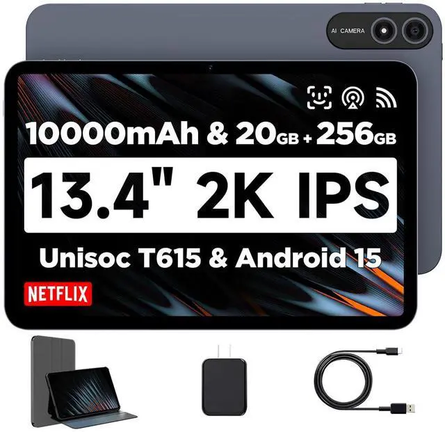 Main image of BNCF Bpad 13 Tablet 13.4 inch Large Screen Android 15 Tablet 20GB+256GB 10000mAh, Unisoc T615 Octa-Core 1920x1200 FHD with Widevine L1, 8MP+16MP Camera 2.4G/5G WiFi+BT5.0+GPS with Protective Case