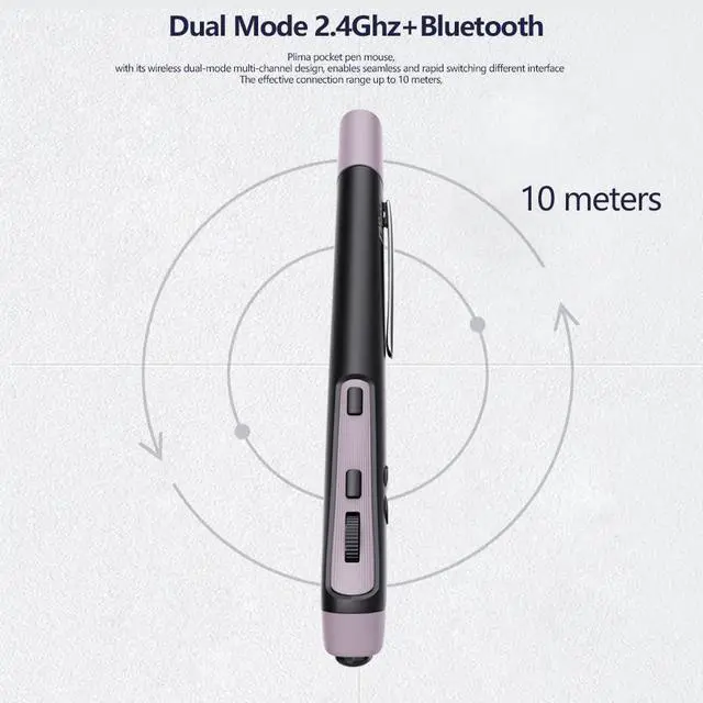 Alt view image 5 of 5 - Plima Patent, Intuitive Pen-tip Press-Down Function Equivalent to The Left Mouse Button,Pocket Ergonomic Dual Mode 2.4+BT Pen Mouse 2.0 Vertical Mice, Support Windows, Android,Linux, Mac OS(Purple)