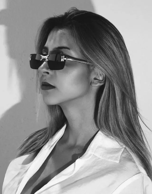 Alt view image 2 of 5 - TIJN Rimless Square Sunglasses Y2K Retro Frameless Tinted Lens Sun Glasses UV400 Protection for Women Men Fashion Shades Star Shaped (Black)