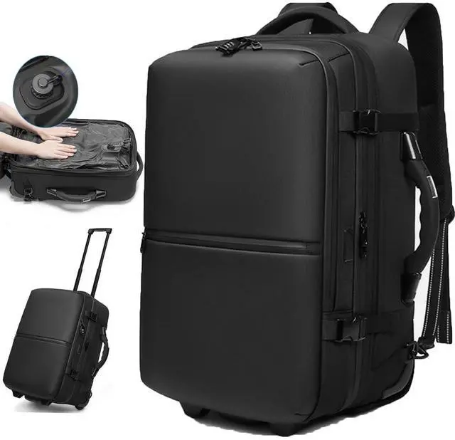 Main image of Visnalefry 21" Vacuum Compression Backpack with Wheels, Expandable, Waterproof, Carry On Travel, Laptop Bag, Flight Approved Luggage Rolling Suitcase Backpacks(Built-in Vacuum Backpack with wheels)