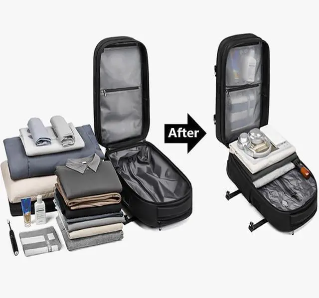 Alt view image 3 of 5 - Visnalefry 21" Vacuum Compression Backpack with Wheels, Expandable, Waterproof, Carry On Travel, Laptop Bag, Flight Approved Luggage Rolling Suitcase Backpacks(Built-in Vacuum Backpack with wheels)