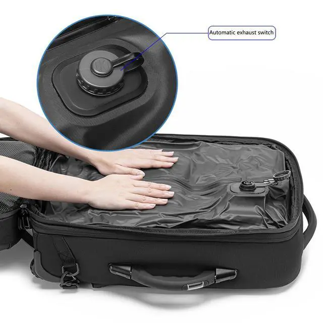 Alt view image 2 of 5 - Visnalefry 21" Vacuum Compression Backpack with Wheels, Expandable, Waterproof, Carry On Travel, Laptop Bag, Flight Approved Luggage Rolling Suitcase Backpacks(Built-in Vacuum Backpack with wheels)