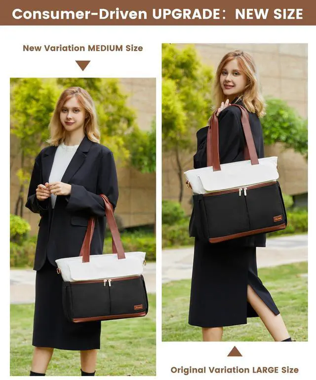 Alt view image 4 of 5 - LOVEVOOK Upgrade Version Work Bags for Women 15.6 Inch Laptop Bag Large Capacity Mutiple Pockets Teacher Bag Water Resistant Canvas Tote Bag Purse for Office Travel College Nurse Teacher, Green Beige
