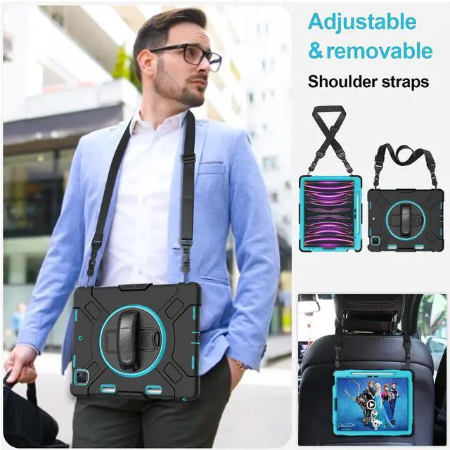 Alt view image 5 of 5 - Case for iPad Pro 12.9 2022/2021/ 2020/2018: Cover for iPad Pro 12.9 6th/ 5th/ 4th/ 3rd Generation with Screen Protector- Stand- Pencil Holder- Handle- Shoulder Strap Mint Green