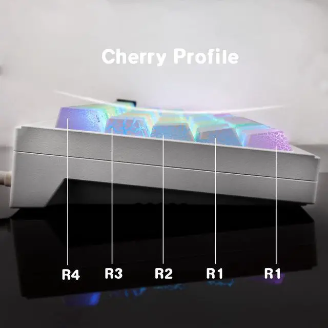 Alt view image 4 of 5 - Tsungup Custom Keycaps, 123 Keys Ice Cracks Shine Through PBT Side Printed Keycaps 75 Percent,Cool White Keycap Set Cherry Profile Keyboard Key Caps for Cherry MX Mechanical Keyboards