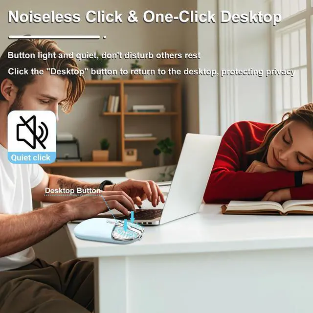 Alt view image 3 of 5 - Wireless Mouse Bluetooth Cute Ultra Slim Silent Computer Mice with USB Receiver Dual-Mode 2.4G & Bluetooth Rechargeable Portable USB Cordless Mouse for Laptop PC Desktop Tablet Kids Adults Gift, Blue